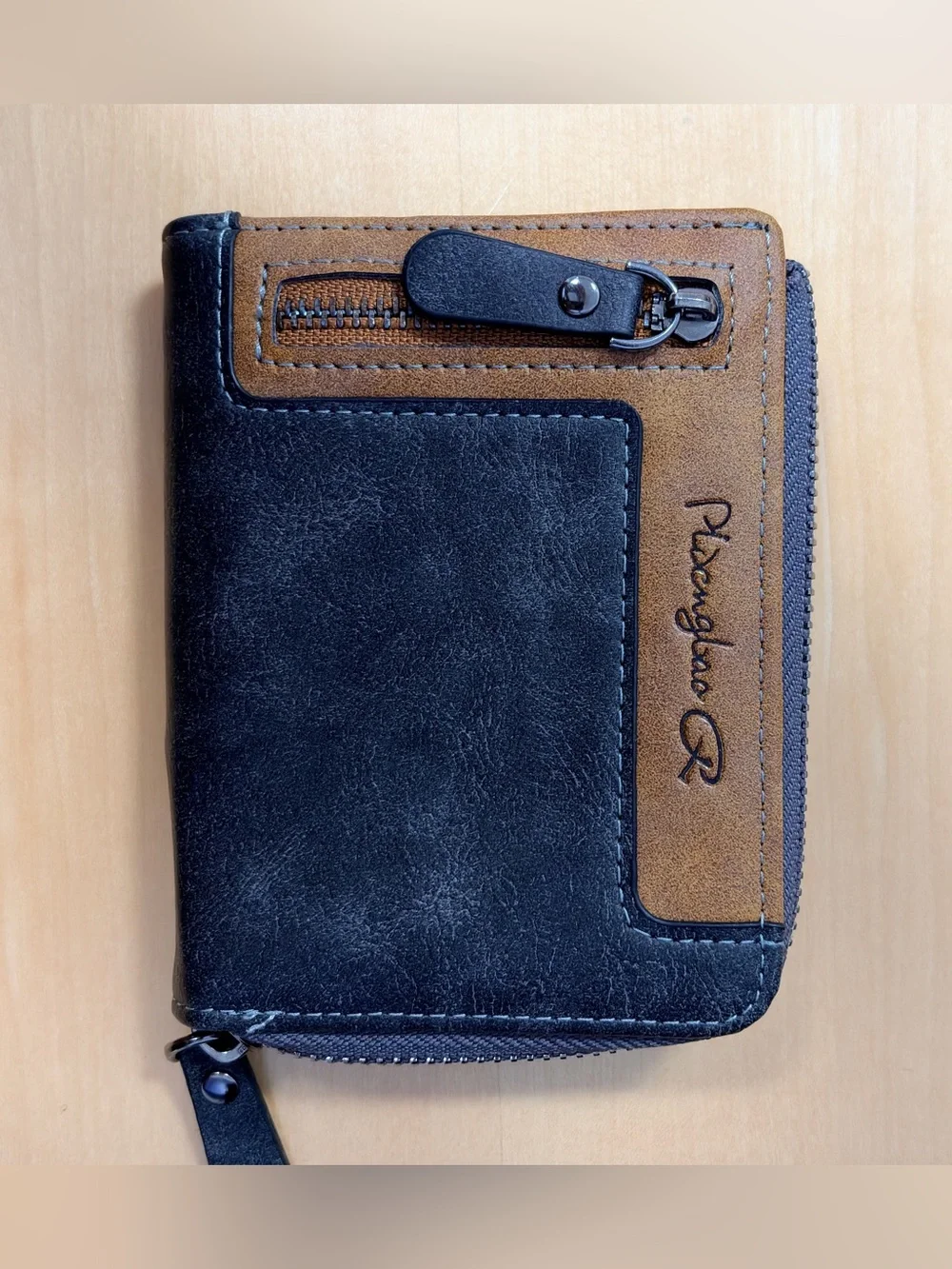Pidengbao (USED) Two-Tone Gray & Brown Zip Card Holder Wallet